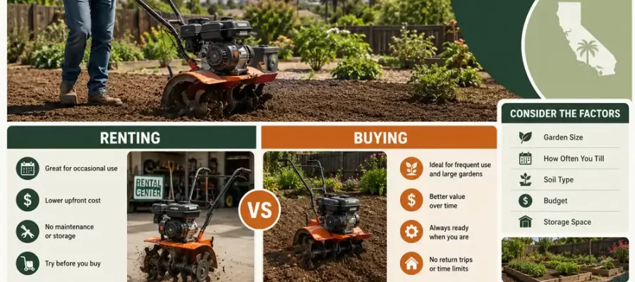 rototiller rental vs buying in California
